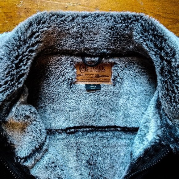 📢 FREE SHIP 📢 Tooled leather coat🔥fur-lined black Outback Trading Co. jacket - Picture 8 of 9